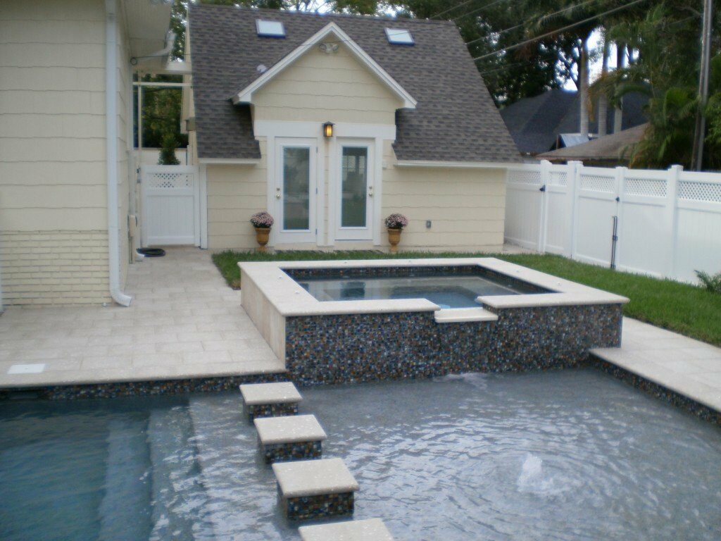Swimming pool and pool house