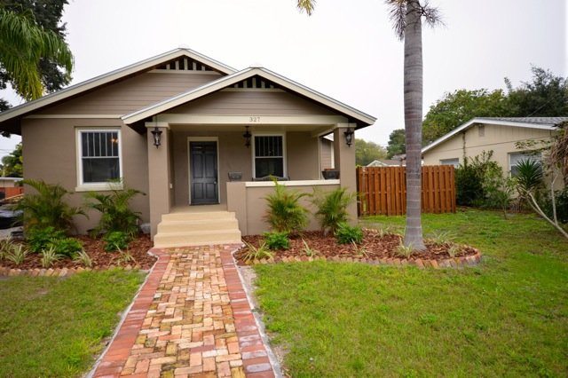 Bungalow with sidewalk